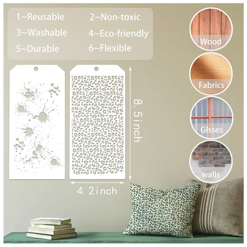 Boqon 8 Pieces Stencils for Crafts Polka Dot Brick Layering Stencils Mixed Media Texture Stain Splatter Stencils for Painting on Card Making Canvas DIY Crafts Furniture Paper (8 Texture) - Image 4